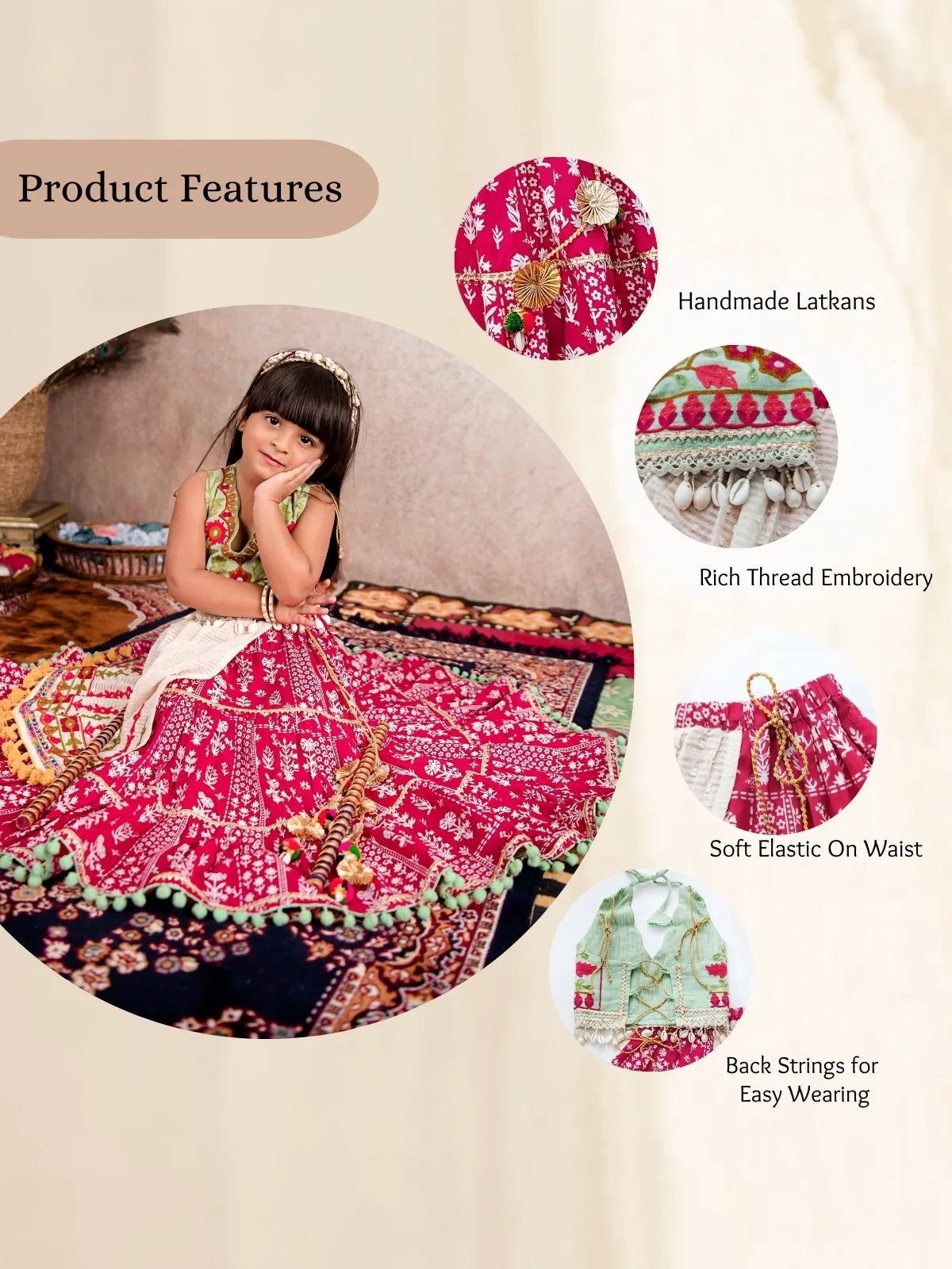 Pink Floral Lehenga With Embroidered Halter Blouse