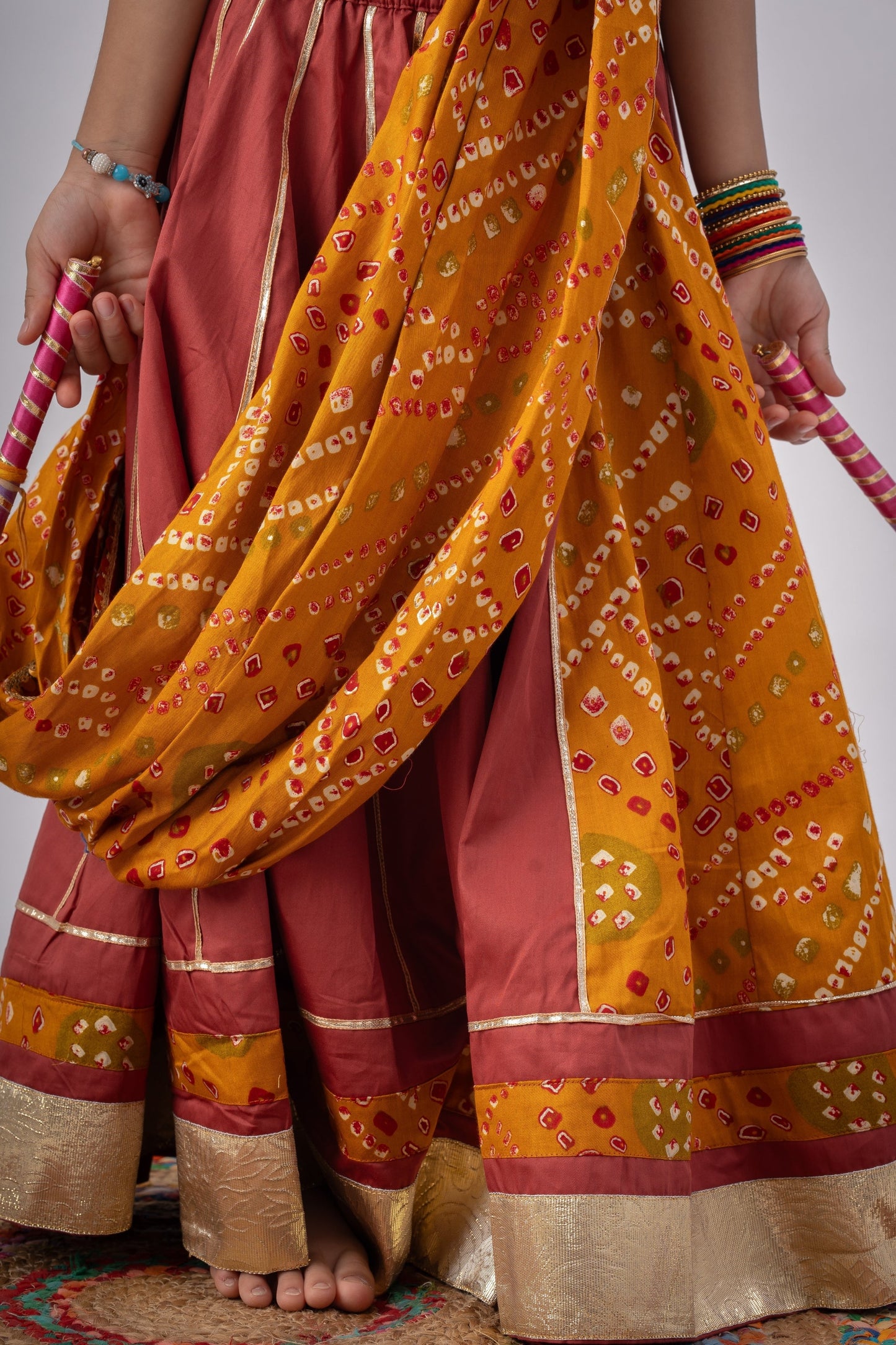 Traditional Festive Charm Girls Pure Cotton Lehenga