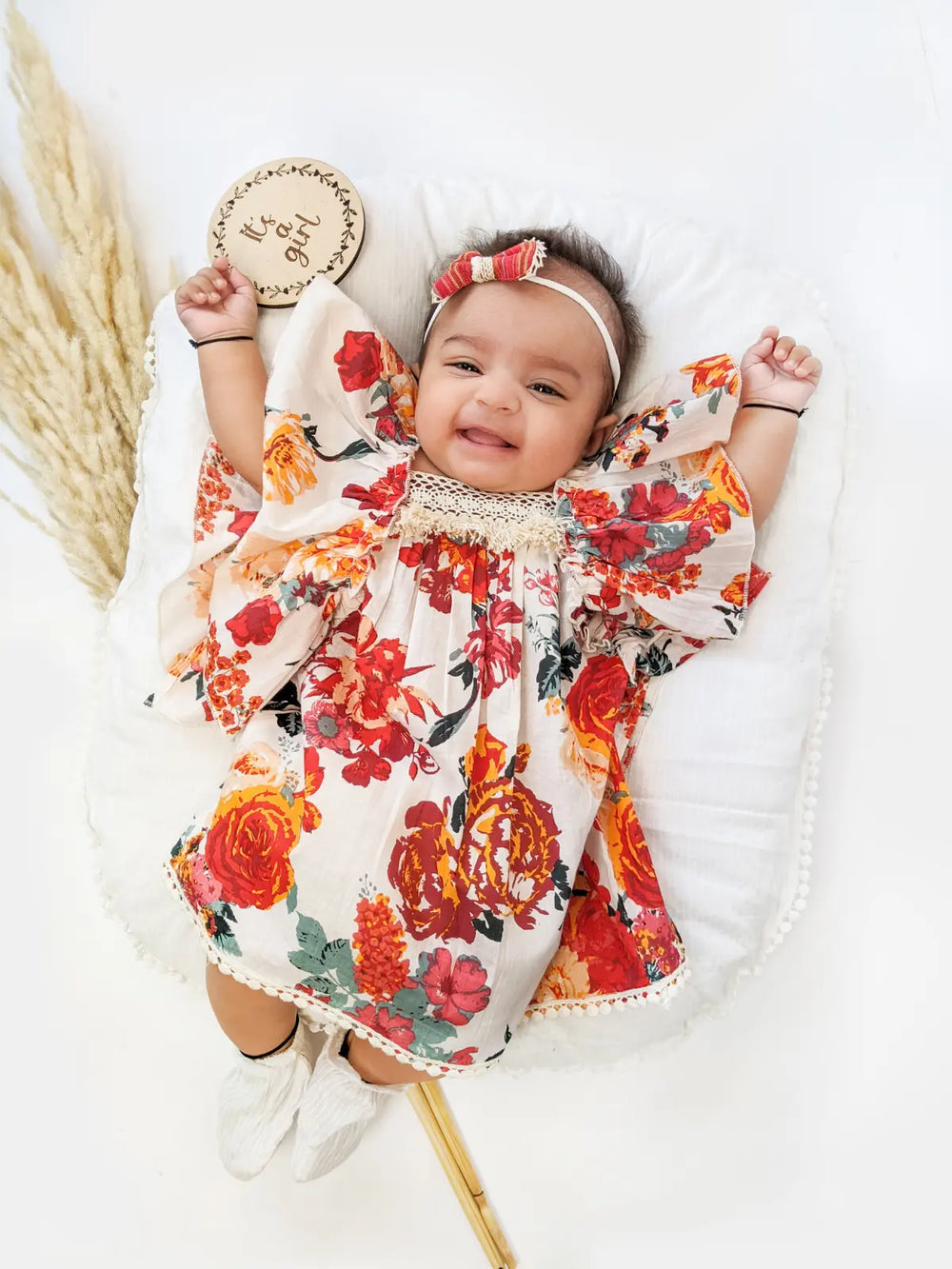 White Floral Victorian Baby Girl Dress