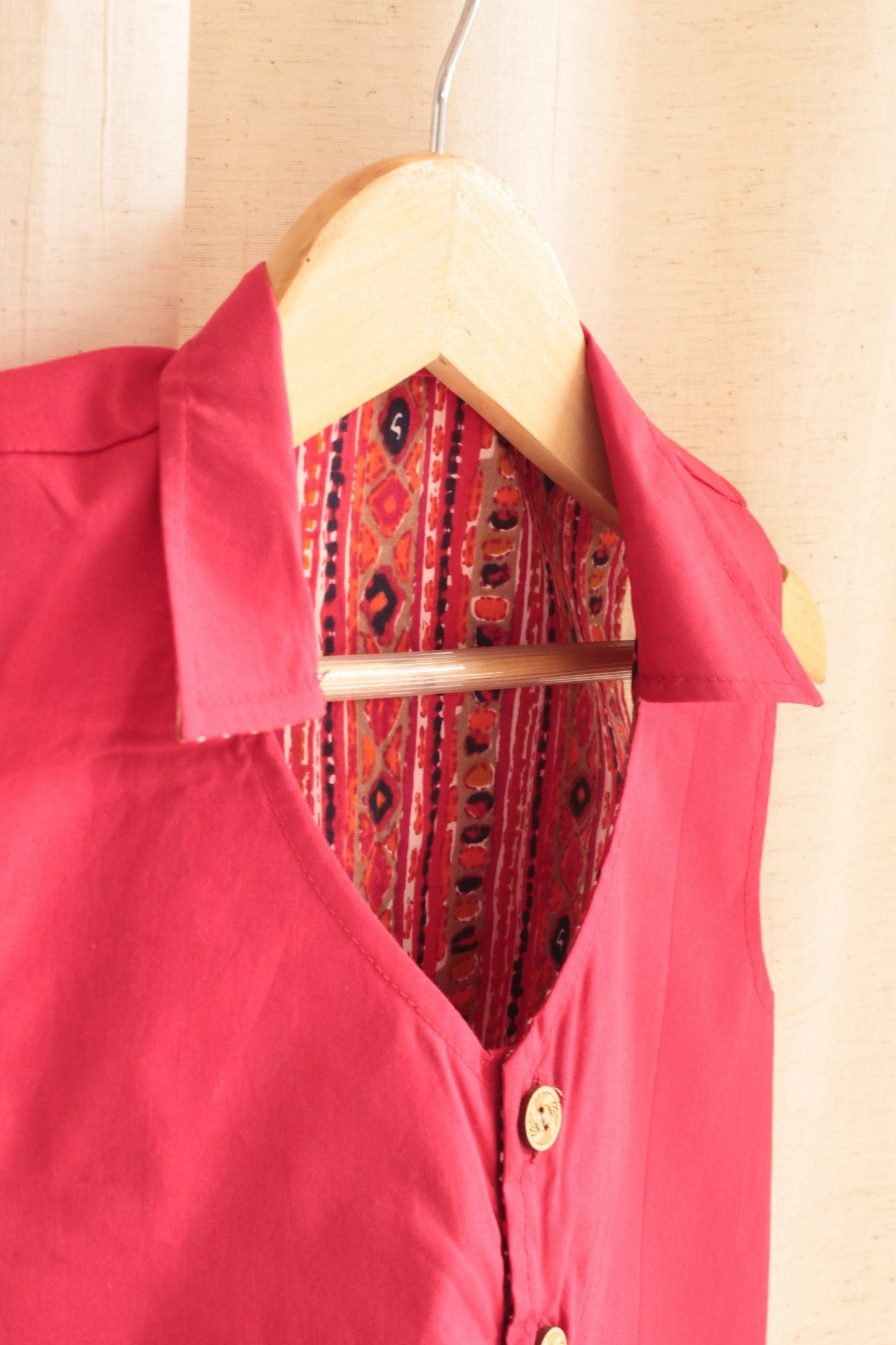 Girls Reversible Waist Coat and Pleated Pants set - Red