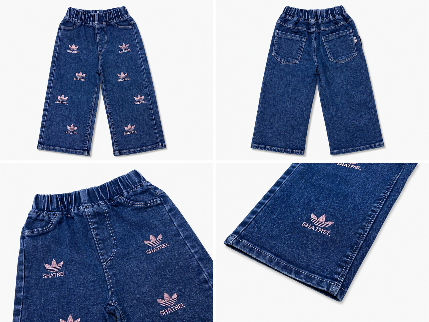 Girls Blue Straight Fit Denim Jeans for Kids | Soft Stretch Casual Fashion Bottoms