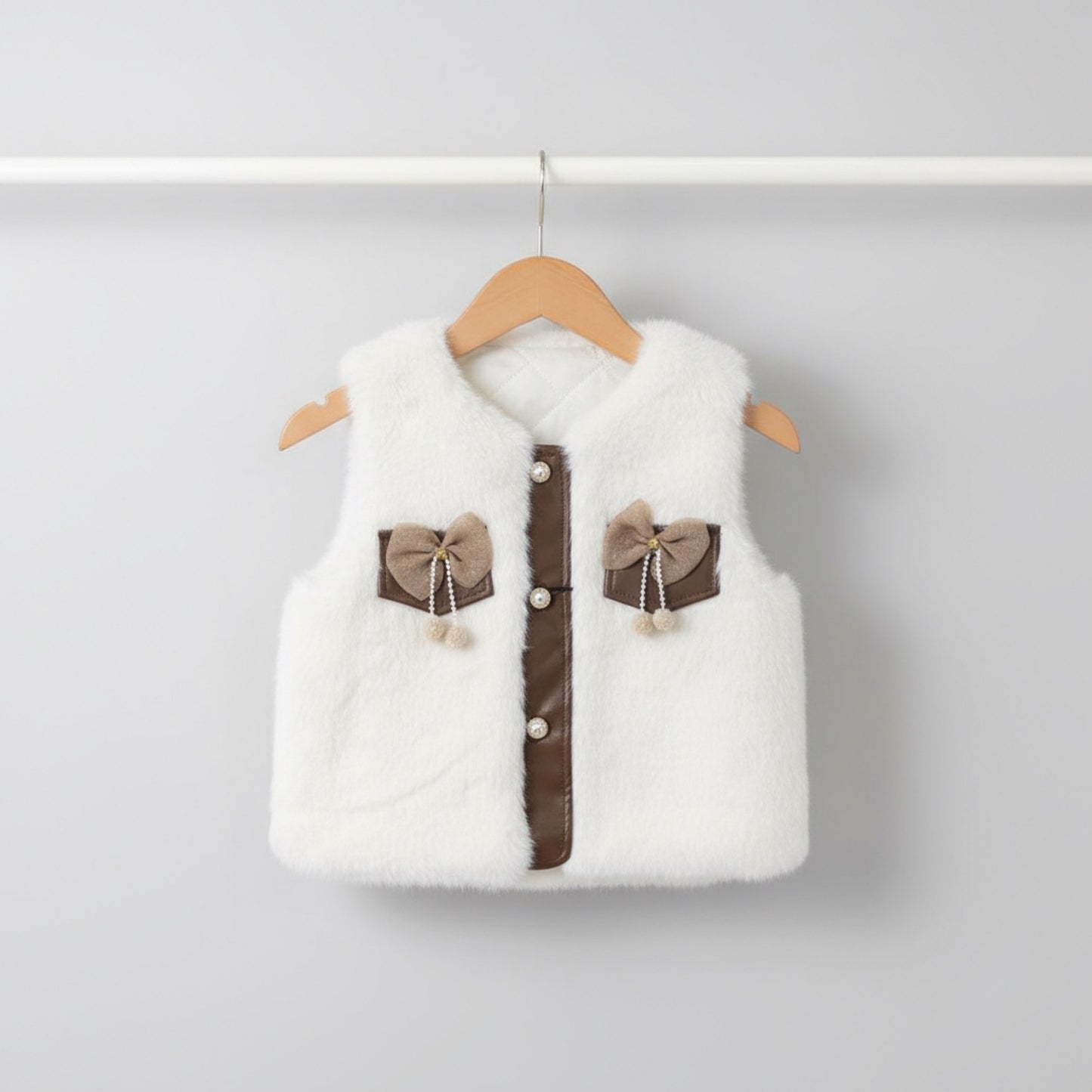 Chic Winter Charm: Girls’ Cozy Brown & Cream Outfit
