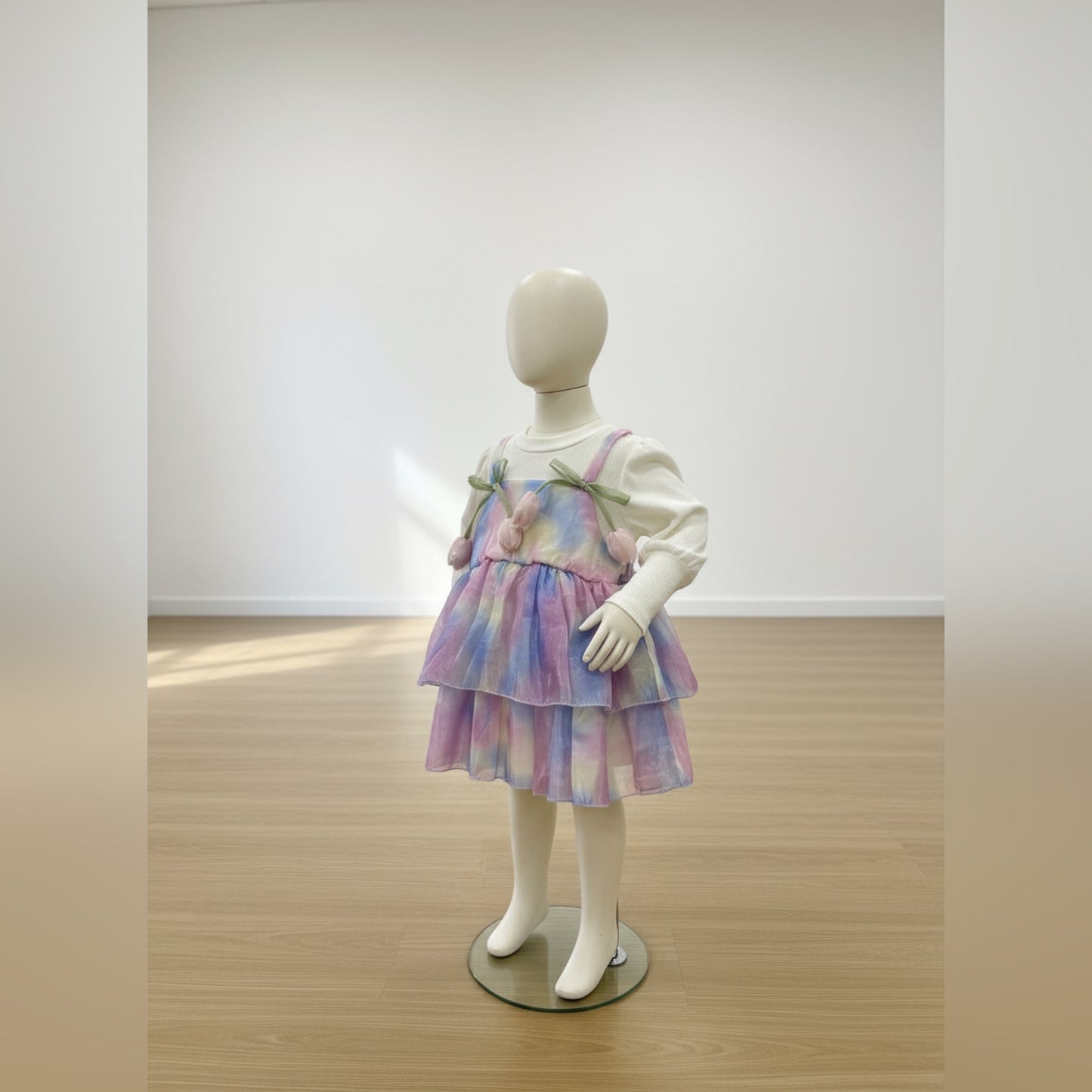 Pastel Dreams Layered Tulip Dress for Girls