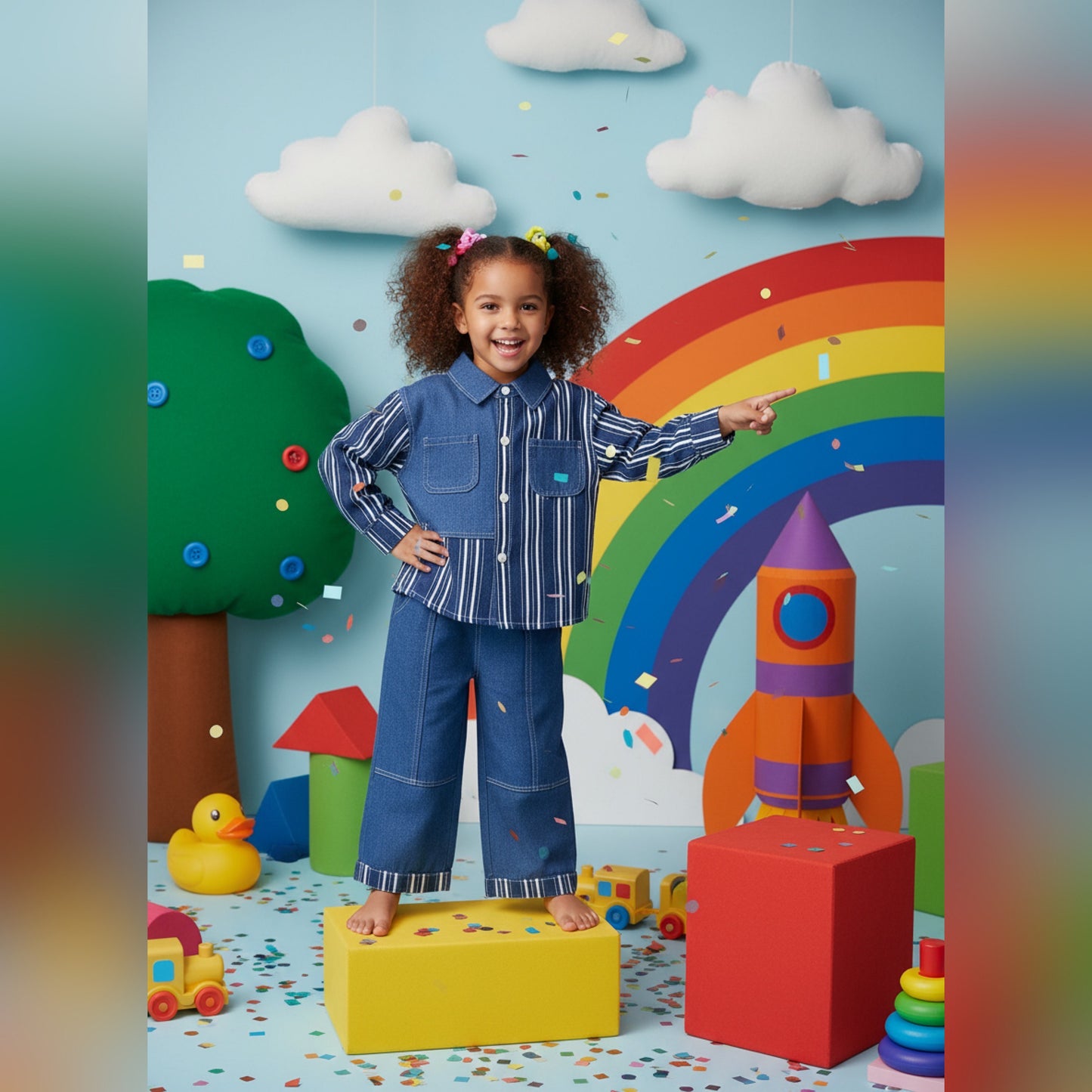 Classic Kids Denim Stripe Cord Set