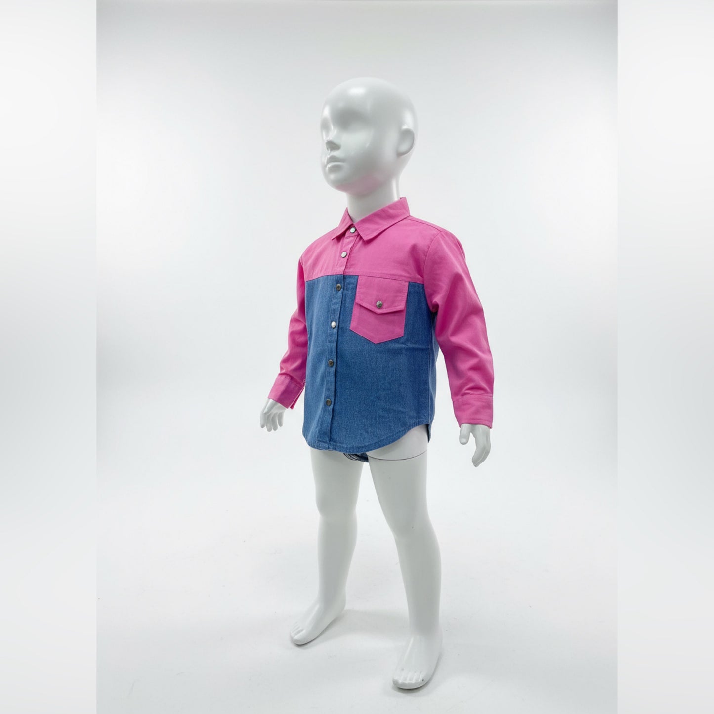 Stylish Pink & Denim Contrast Shirt