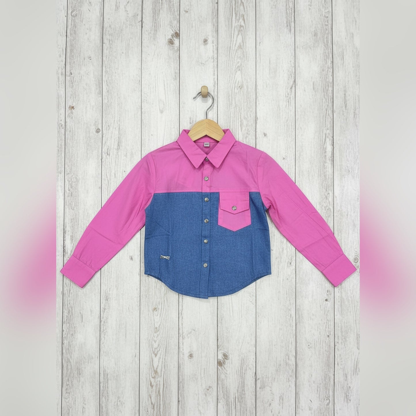 Stylish Pink & Denim Contrast Shirt