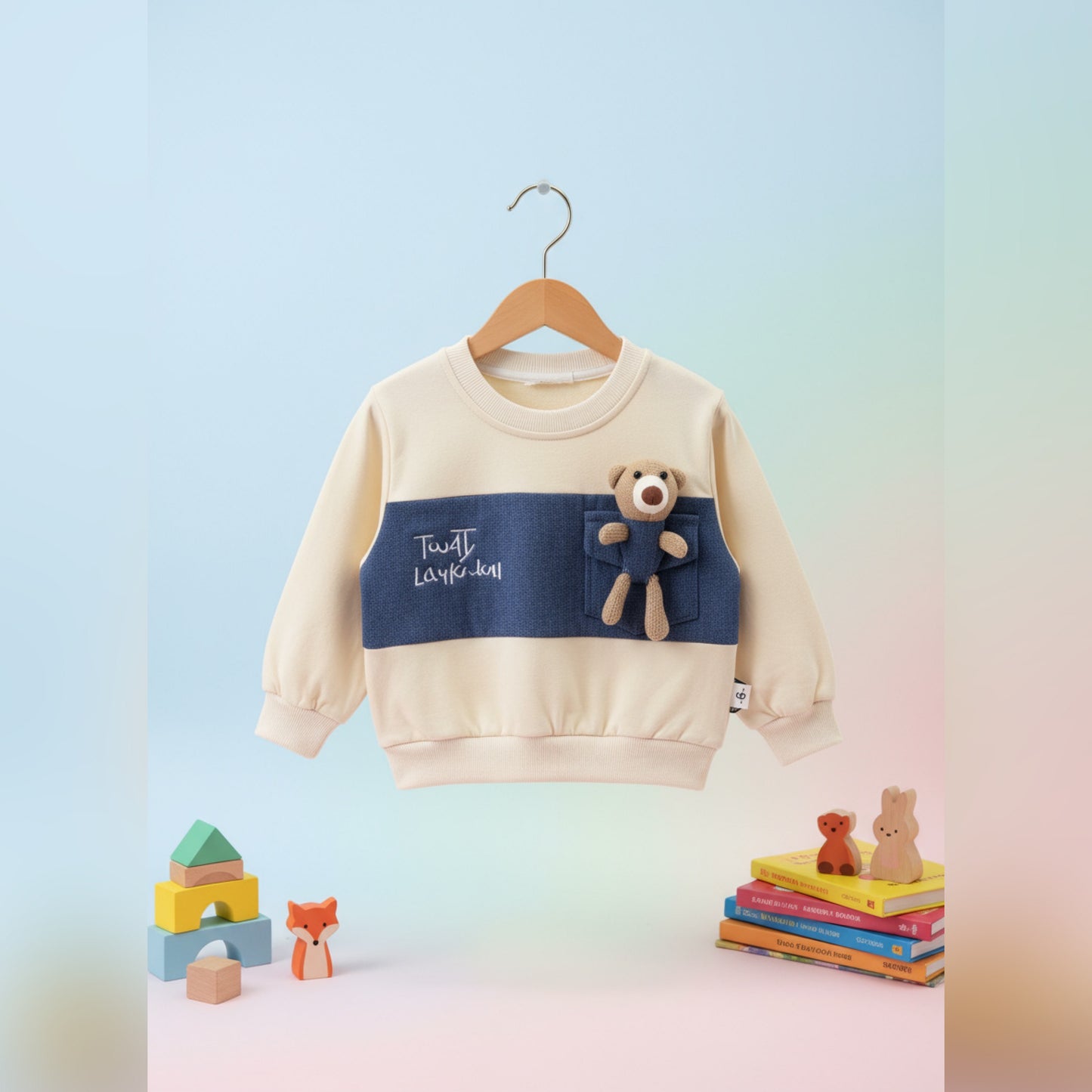 Playful Denim Teddy Cord Set for Kids
