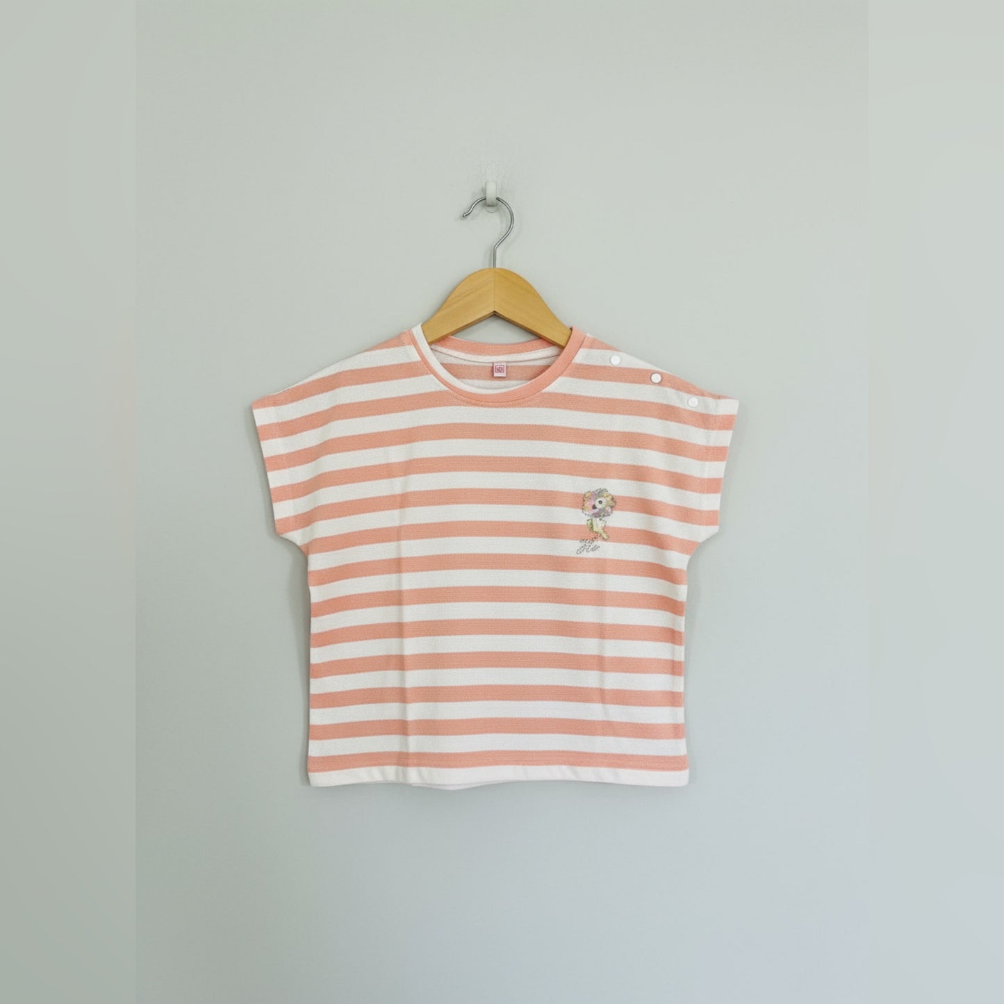 Peach & White Striped Kids Cotton T-Shirt