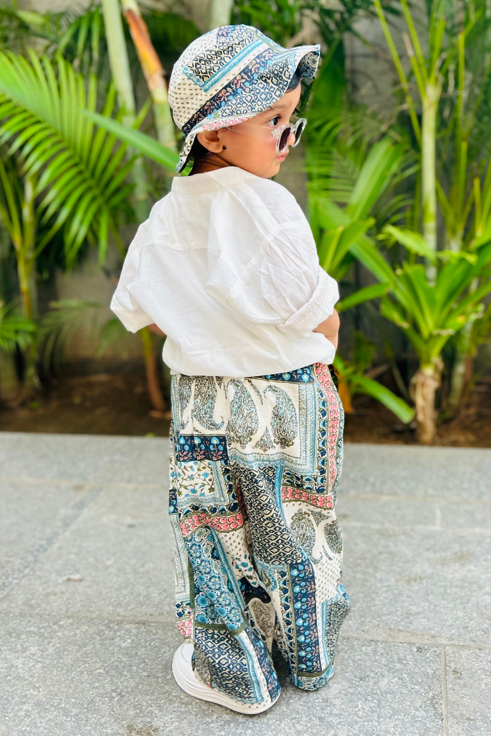 Boys Resort Wear Set with hat - White