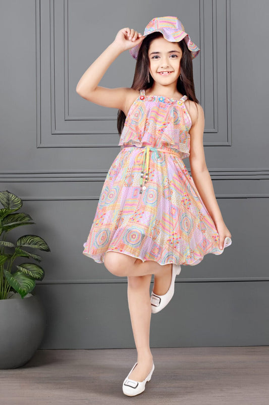Cheeky Charms Girls Frock With Hat