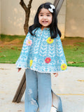 Sky Spring Woolen Flower Baby Girl Poncho Top