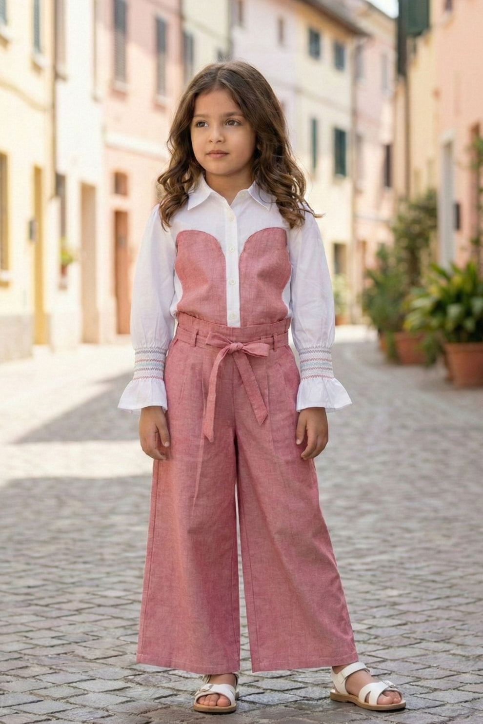 Girls Pink Co-ord Set | Stylish Wide-Leg Outfit for Girls