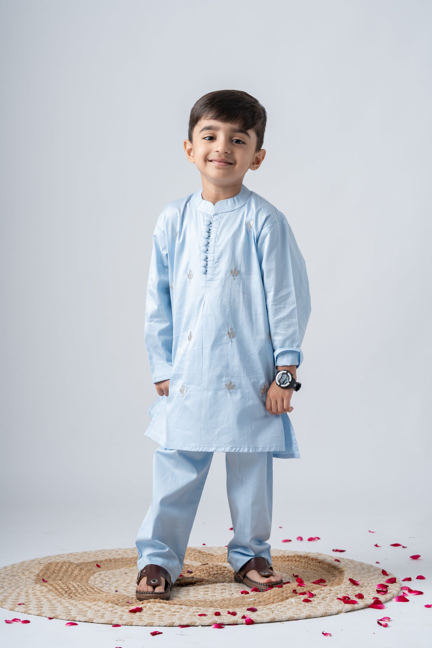 Elegant Ice Blue Kids Kurta Pajama Set for Boys | Traditional Ethnic Wear