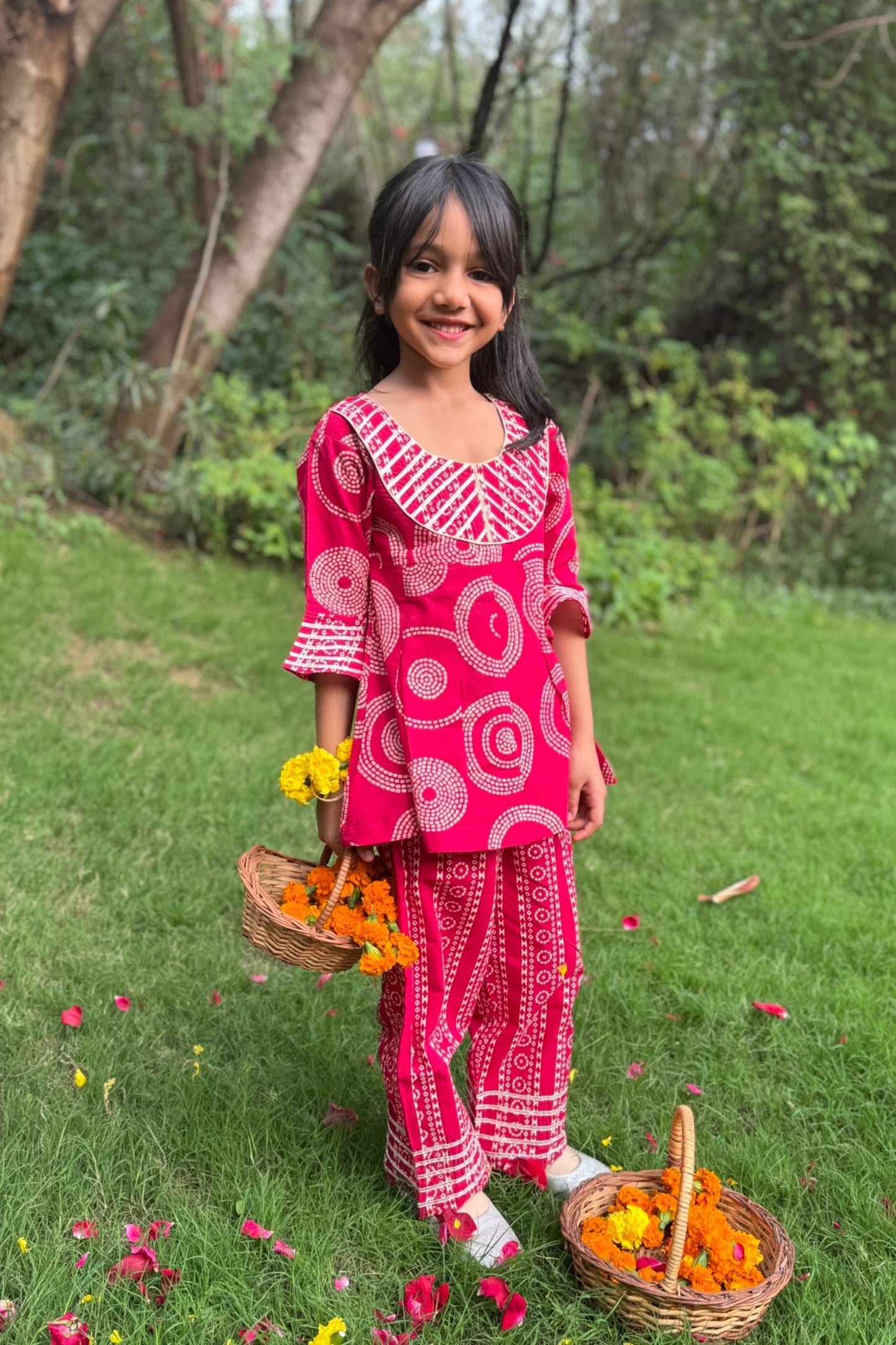 Girls Kaleera Pure Cotton Clothing Set - Red