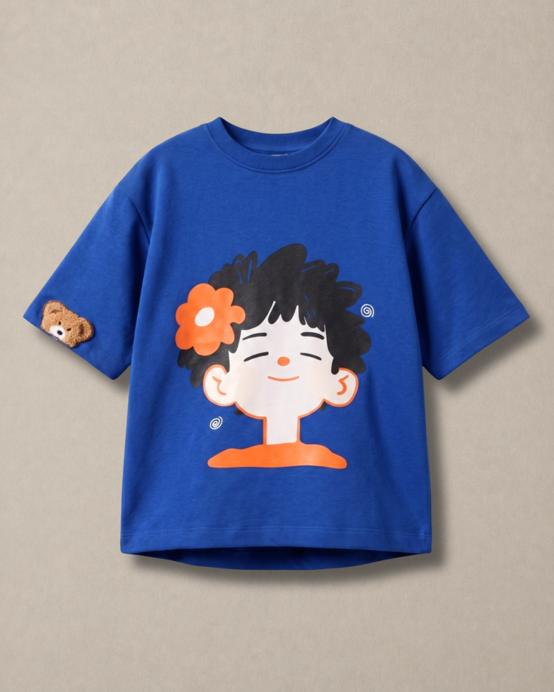Set of Happy face and cargo shorts oversized set - Blue