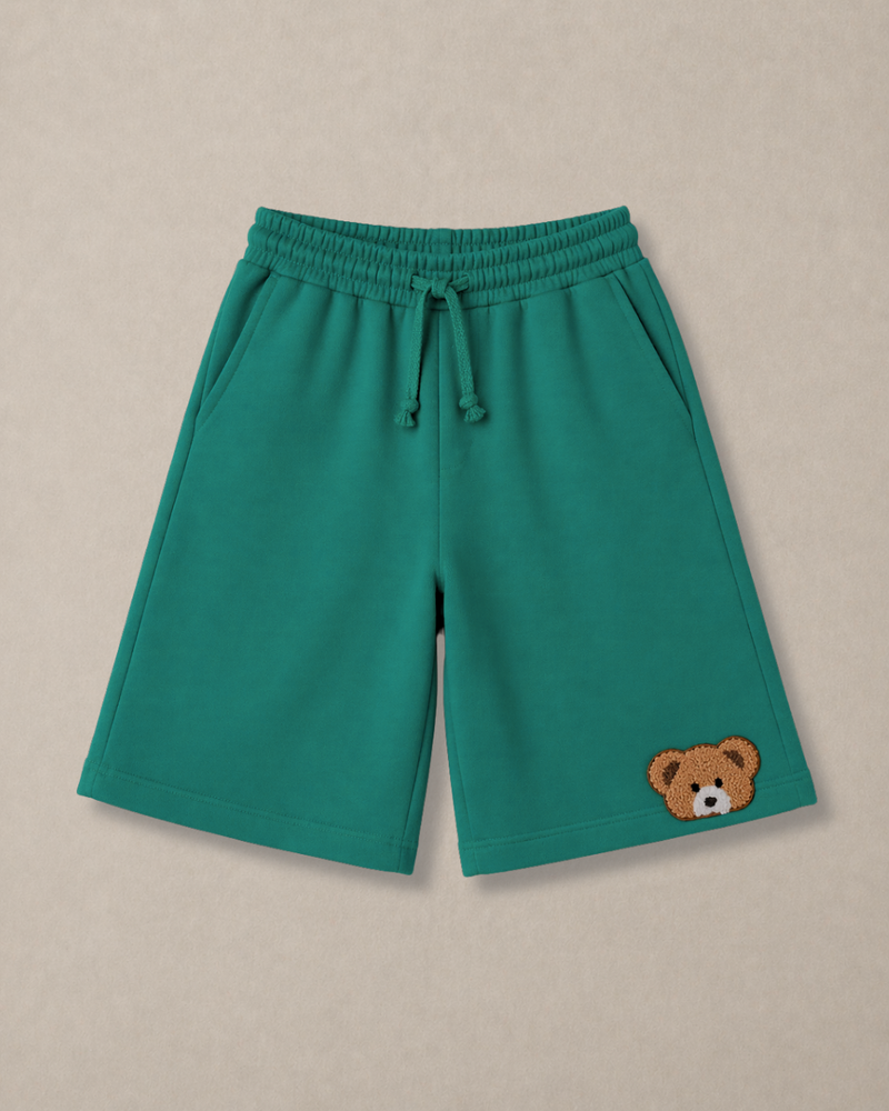 Knee Length Kids Relaxed Fit Shorts in Green