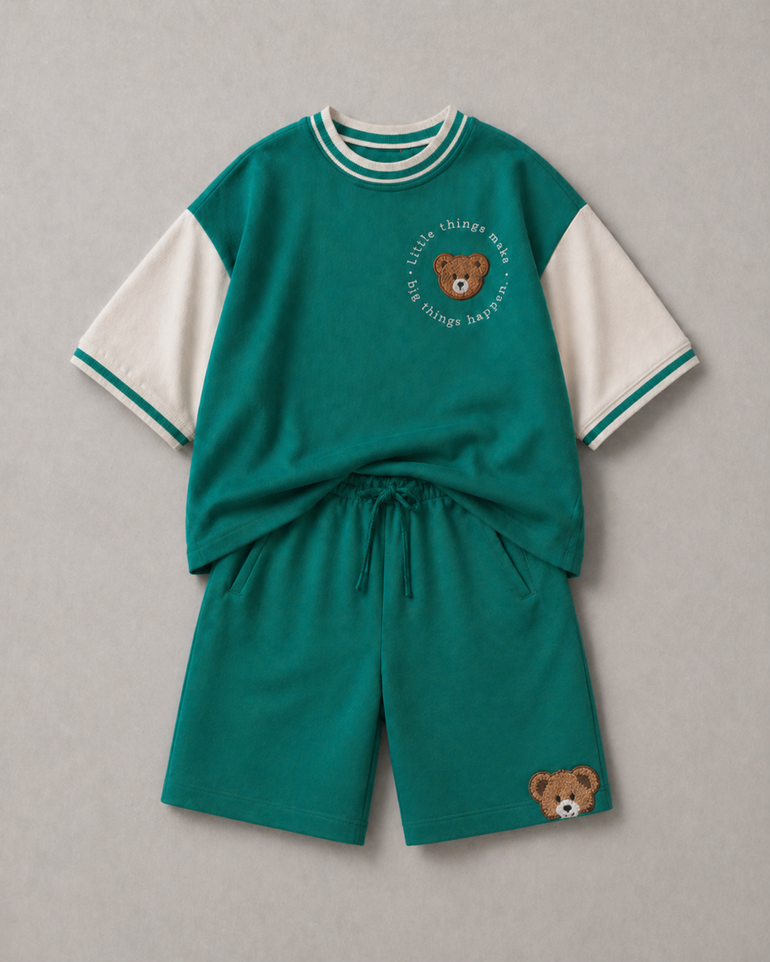 Set of Green 67 Tshirt and Green Long Shorts - Green