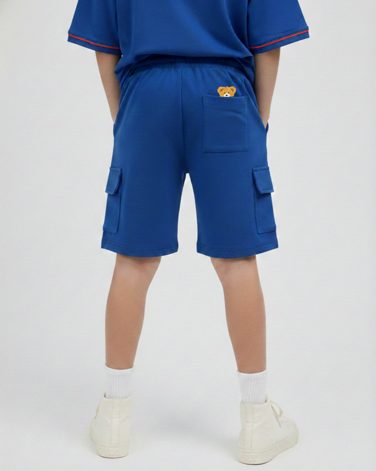 Knee Length Kids Cargo Shorts in Blue