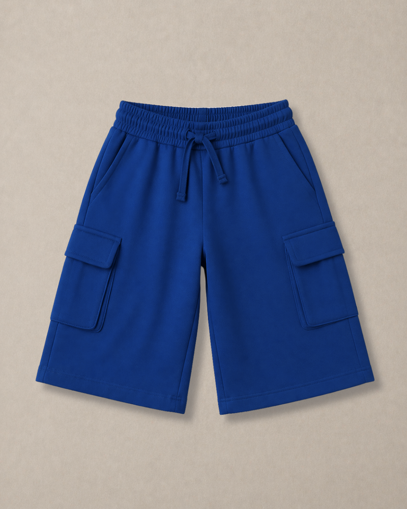 Knee Length Kids Cargo Shorts in Blue