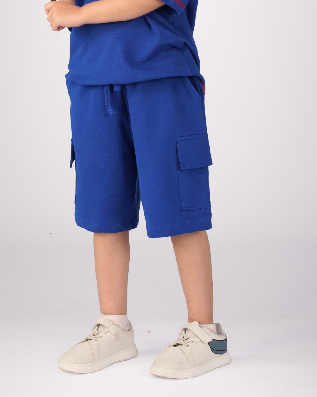 Knee Length Kids Cargo Shorts in Blue