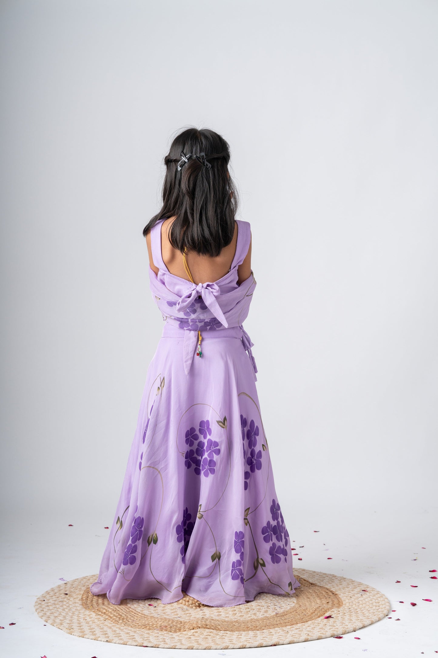 Elegant Lavender Floral Girls Lehenga Set with Dupatta | Festive & Wedding Wear