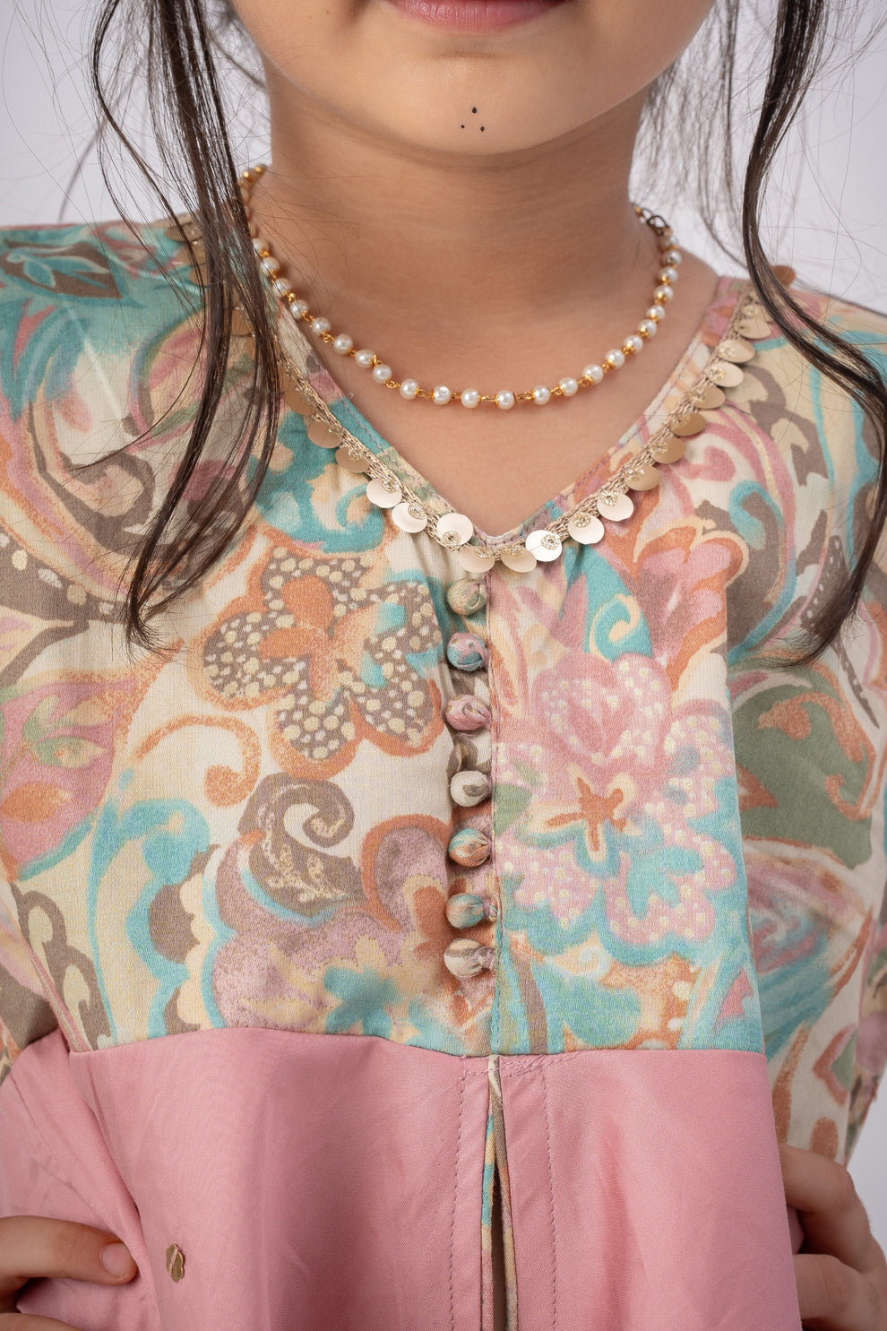 Blush Pink Floral Peplum Kurta Sharara Set for Girls | Premium Cotton Ethnic Wear | Festive & Party Wear with Floral Print