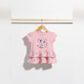 Cute Minnie Mouse Tiered Peplum Top for Baby Girls (Floral Print, 100% Cotton) -Pink / Green