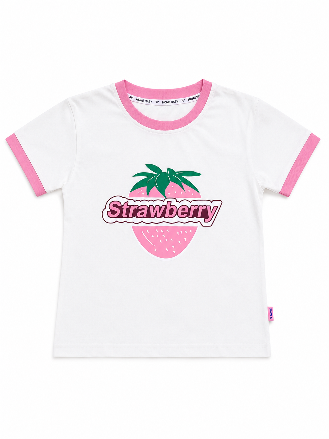 Girls White Strawberry Printed Cotton T-Shirt | Soft Casual Summer Wear for Kids | Cheeky Charms Kids India