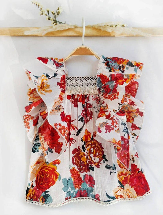 White Floral Victorian Baby Girl Dress