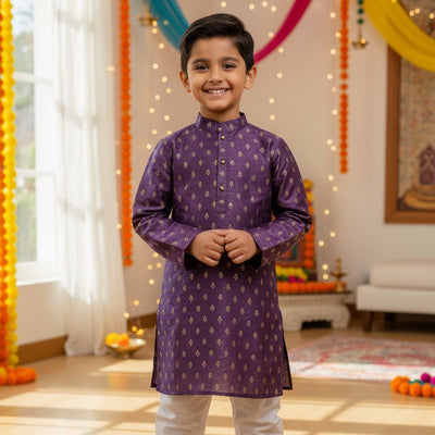 Royal Purple Kids Kurta Pajama Set