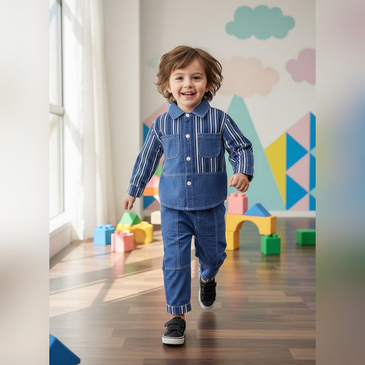 Classic Kids Denim Stripe Cord Set