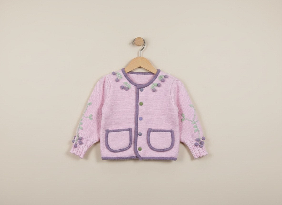 Lilac Bloom Knitted Co‑ord Set for Little Girls